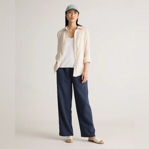 Quince Navy Wide-Leg Pants
